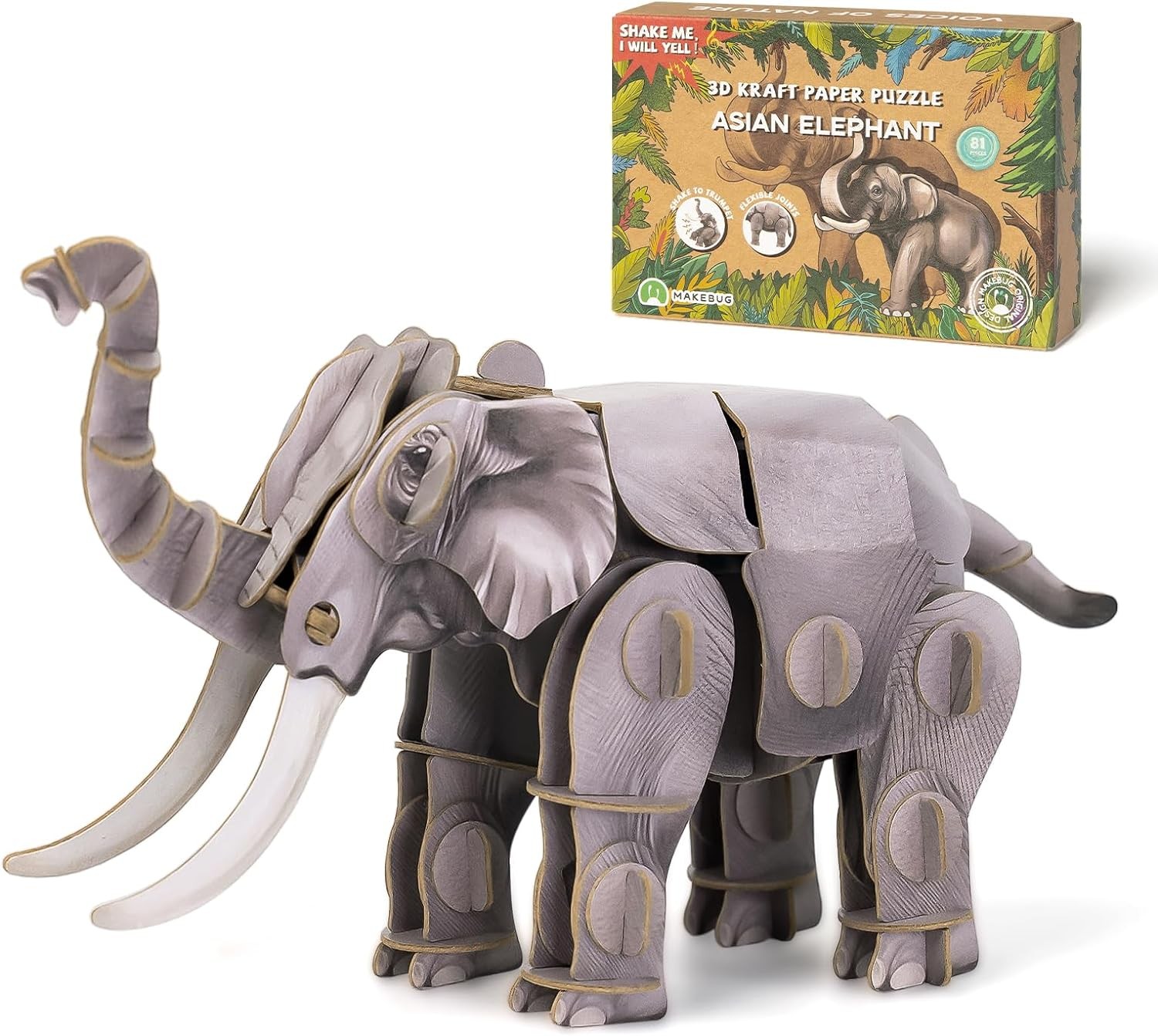 Elephant Toy Paper 3D Puzzles wiht sound, Gift Toys for Kids Ages 8-12 Years Old