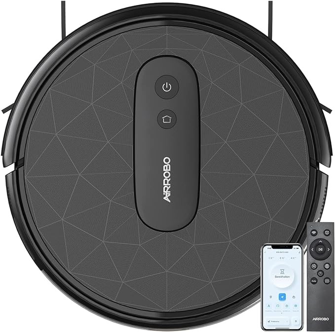 AIRROBO Robot Vacuum and Mop, 3000Pa Strong Suction Power Vacuum Mop Robot, Wi-Fi/App/Alexa, Self-Charging Robotic Vacuum for Hard Floor, Pet Hair and Low-piled Carpet, Slim Design, Quiet，P30