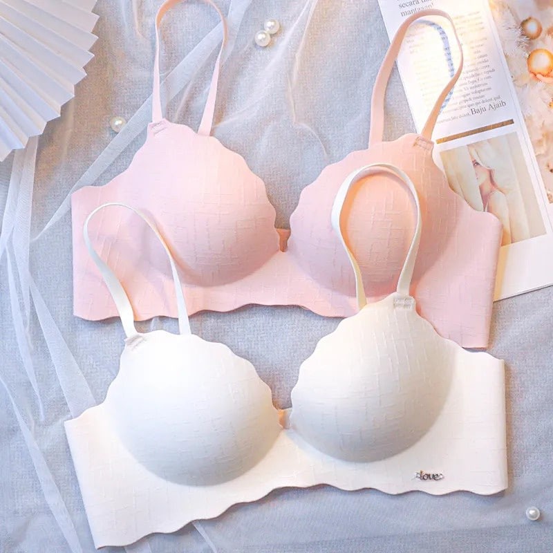 Seamless Underwear Female Students No Steel Ring Adjustable Type a Cup Handy Tool Small Chest Gathering Bra Set