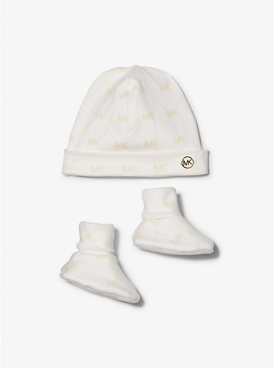 Logo Cotton Hat and Booties Baby Gift Set