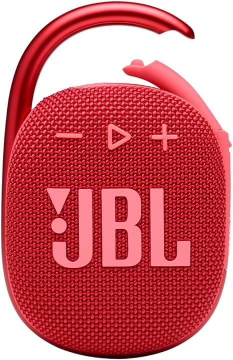 JBL Clip 4 - Portable Mini Bluetooth Speaker, big audio and punchy bass, integrated carabiner, IP67 waterproof and dustproof, 10 hours of playtime, speaker for home, outdoor and travel (Red)