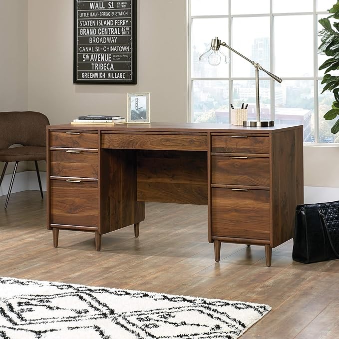 Sauder Clifford Place Executive Desk, Grand Walnut finish