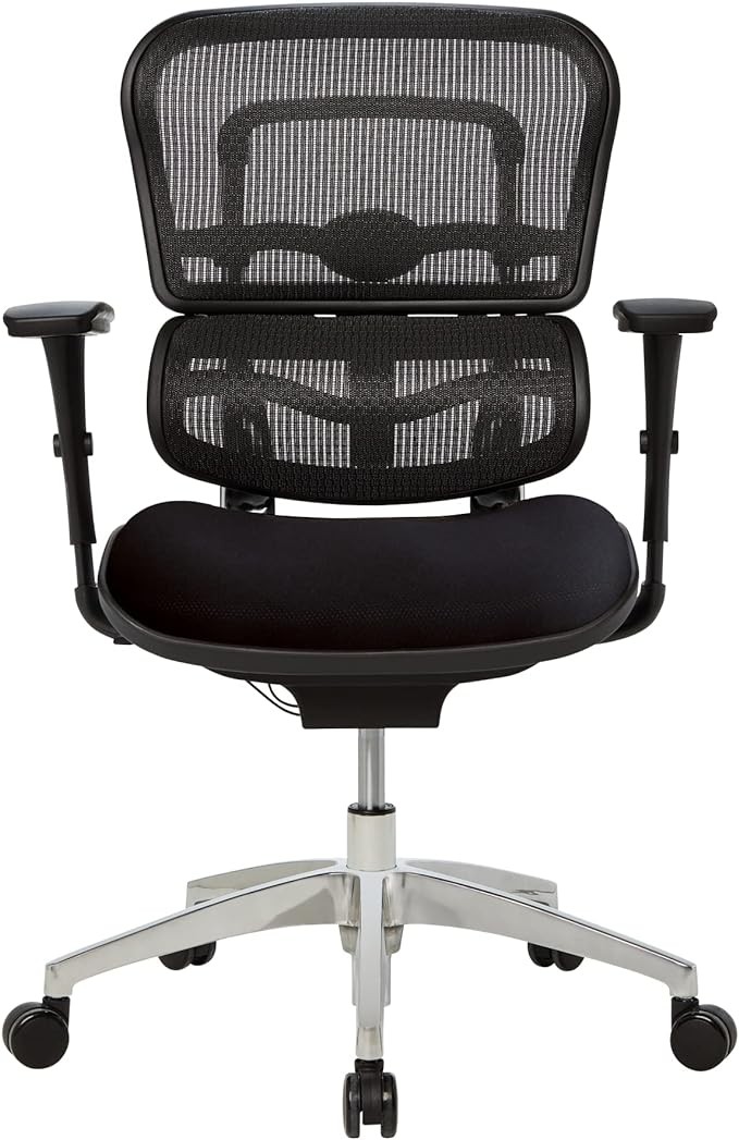 WorkPro® 12000 Series Ergonomic Mesh/Fabric Mid-Back Chair, Black/Black, BIFMA Compliant