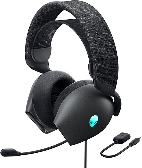 Alienware AW520H Wired Gaming Headset - Dolby Atmos, Unidirectional, AlienFX 16.8 Million RGB Colors, Microphone Mute, Volume On-Headset Controls, 40mm Hi-Res Certified