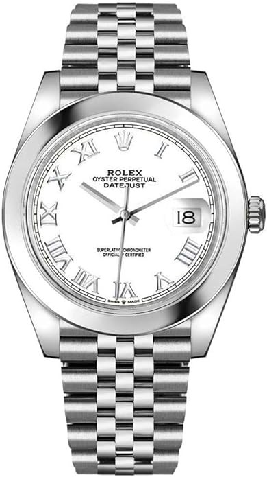 Rolex men Datejust 41 126300 Jubilee Band White Roman Dial (Certified Preowned)