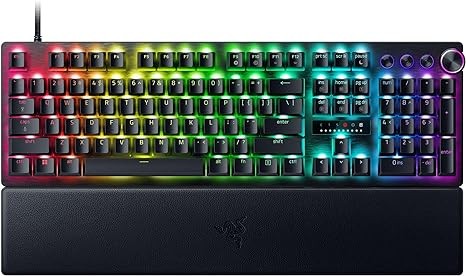 Razer Huntsman V3 Pro Esports Gaming Keyboard: Analog Optical Switches with Rapid Trigger & Adjustable Actuation - Media Keys & Dial - Doubleshot PBT Keycaps - Aluminum Top Plate - Wrist Rest