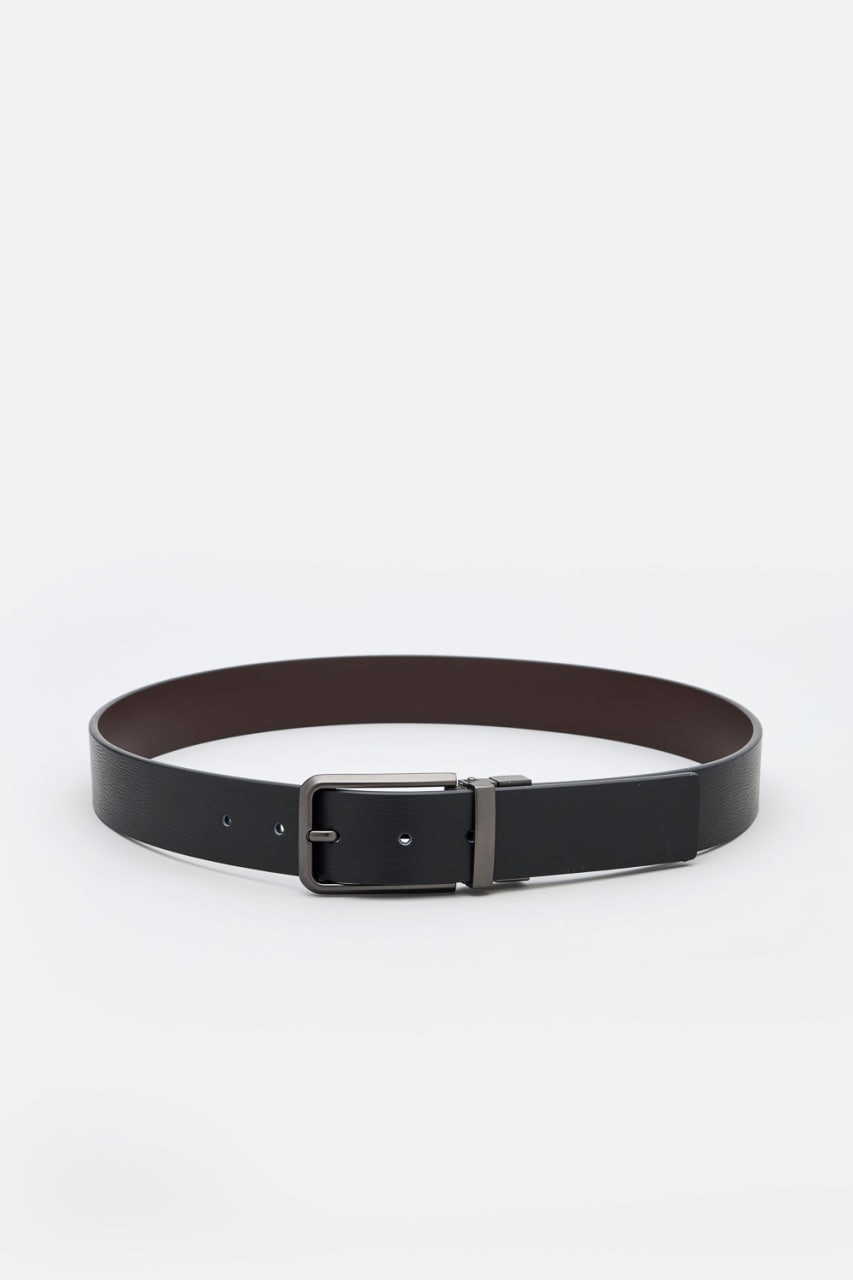 Yellow & dark brown left-hand push reversible wide belt