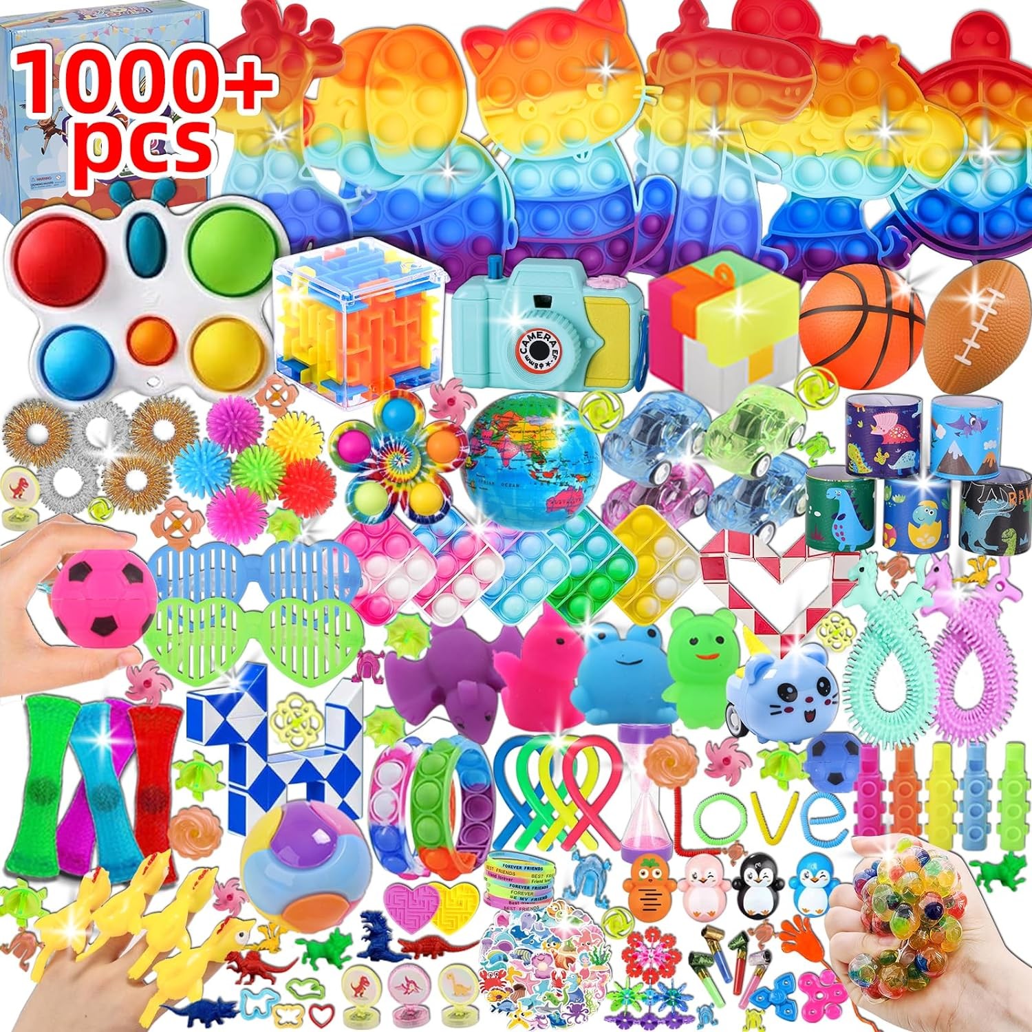 1000 Pcs Party Favors for Kids, Fidget Toys Bulk, Birthday Gift Toys, Fidgets Stocking Stuffers, Treasure Box Birthday Party, Goodie Bag Stuffers, Carnival Prizes, Pinata Filler Stuffers for Classroom