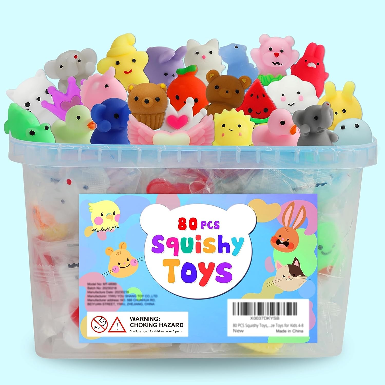 80Pcs Party Favors for Kids 4-8, Kawaii Squishies Mochi Squishy Toy Bulk Fidget Sensory Toys Birthday Gifts for Boys Girls Goodie Bag Christmas Stocking Stuffers Treasure Box Classroom Prizes