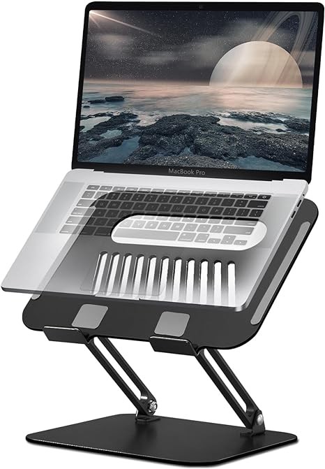 Adjustable Height Laptop Stand for Desk, Ergonomic Strong Sturdy Well-Built Design Aluminum Laptop Holder Mount Computer Notebook Stand Foldable Portable Laptop Riser for Desk 10-17.3 inch