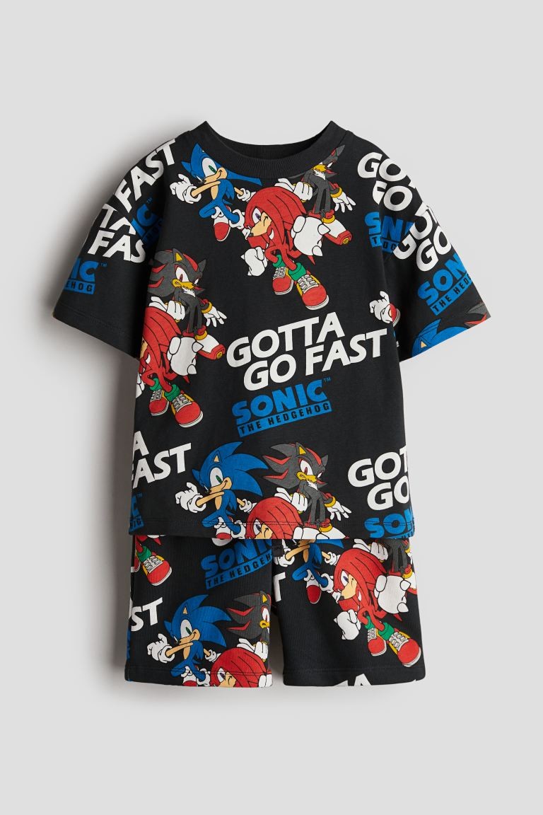 2-piece Printed Set Black/Sonic the Hedgehog