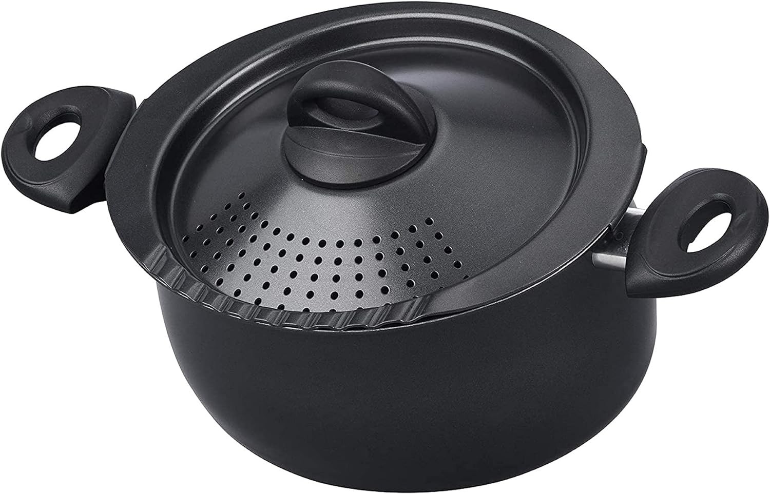 Bialetti Oval Aluminum 5.5 Quart Pasta Pot with Strainer Lid, Nonstick