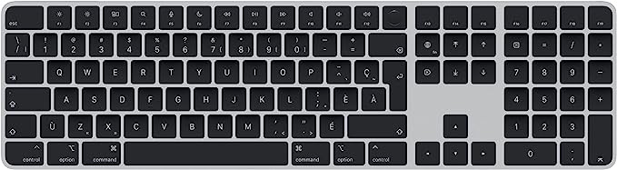 Apple Magic Keyboard with Touch ID and Numeric Keypad: Wireless, Bluetooth, Rechargeable. Works with Mac Computers with Apple Silicon; Portuguese - Black Keys