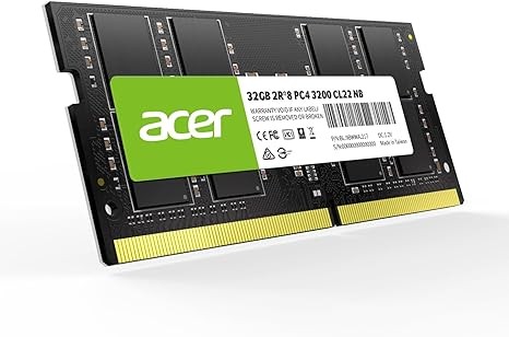 Acer SD100 32GB RAM DDR4 (1x32GB) Laptop Ram 3200 MHz SODIMM PC4-2500 CL22 Memory 1.2v - BL.9BWWA.217