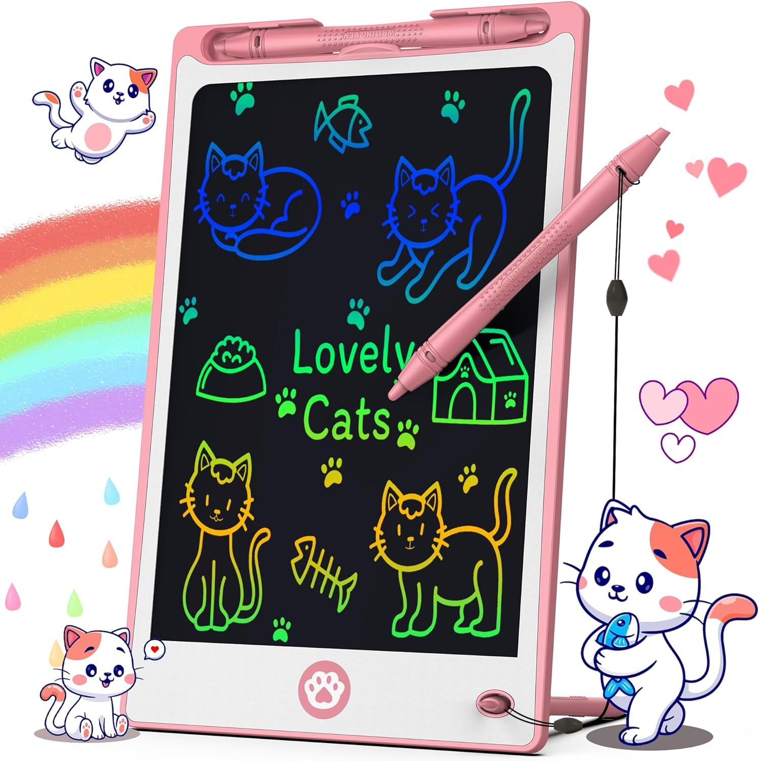 Hockvill LCD Writing Tablet for Kids 8.8 Inch, Kids Toys for Girls Boys Drawing Pad for 3 4 5 6 7 8 Year Old Kid, Toddler Drawing Doodle Board Travel Essentials Christmas Birthday Gift for Kids