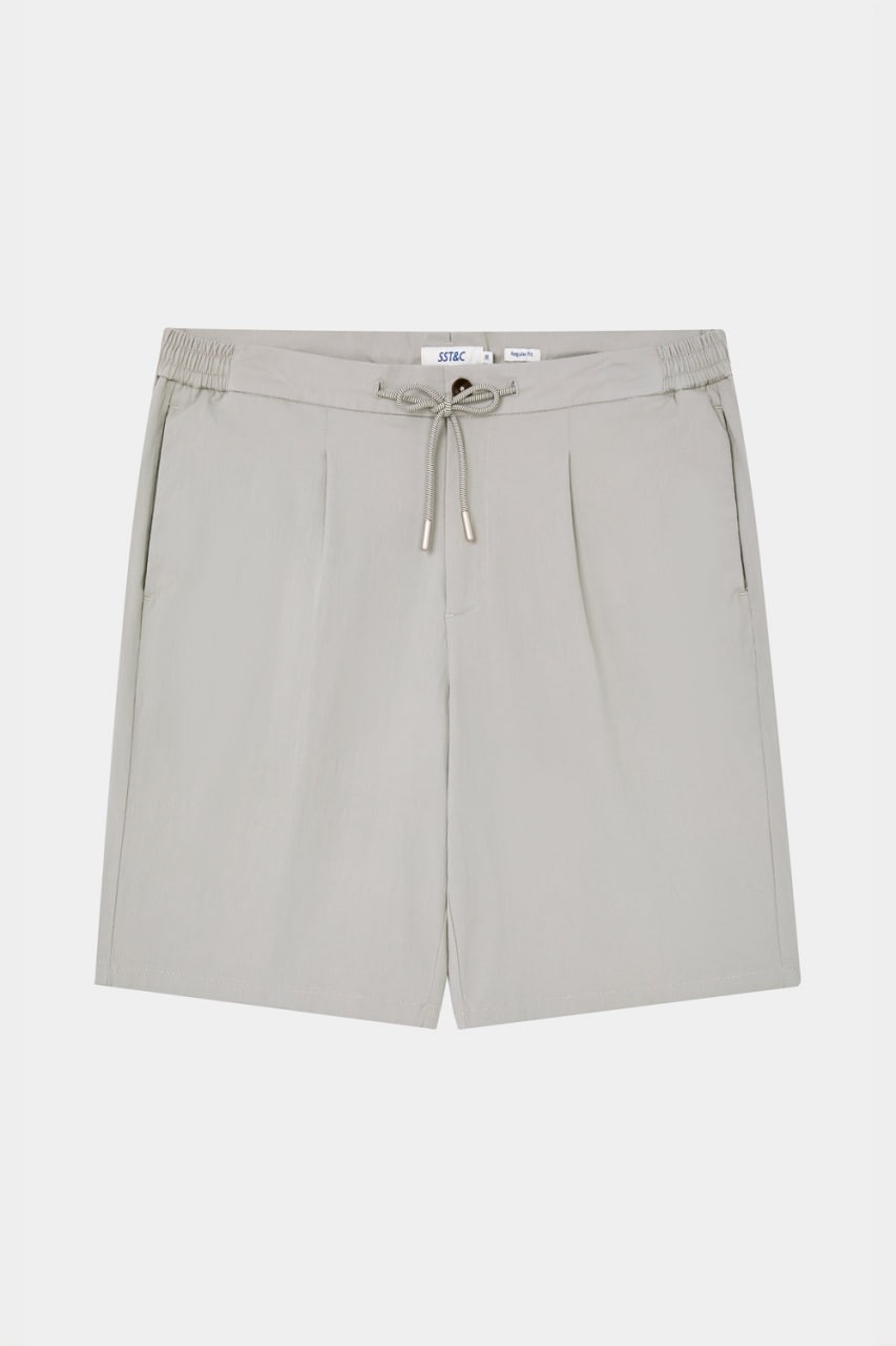 Moss Grey Drawstring Straight Shorts