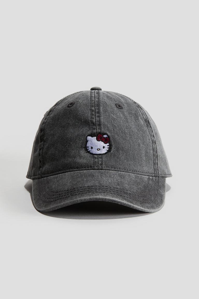 Cotton Cap with Embroidered Motif Denim gray/Hello Kitty