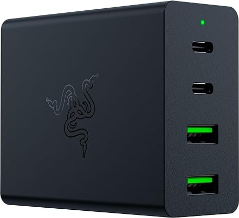 Razer USB-C 130W GaN Charger: 4 Ports - Super Fast Charging for Laptops, MacBook, iPad, iPhone, Samsung Galaxy - Charge Multiple Devices - Compact & Travel Ready - International Plugs Included