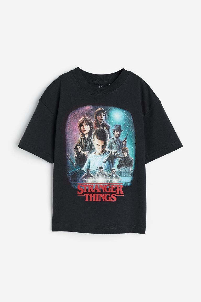 Printed T-shirt Black/Stranger Things