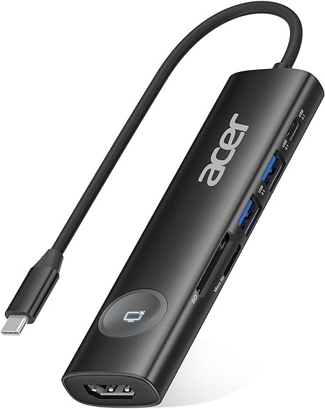 Acer 4K@60Hz USB C Hub, 7 in 1 USB C to HDMI Splitter with USB-A 3.1 & Type-C Data Port, 100W PD & SD Card Reader, USB-C to HDMI Adapter for iPad Pro MacBook Pro Acer Laptops & Other Type C Devices