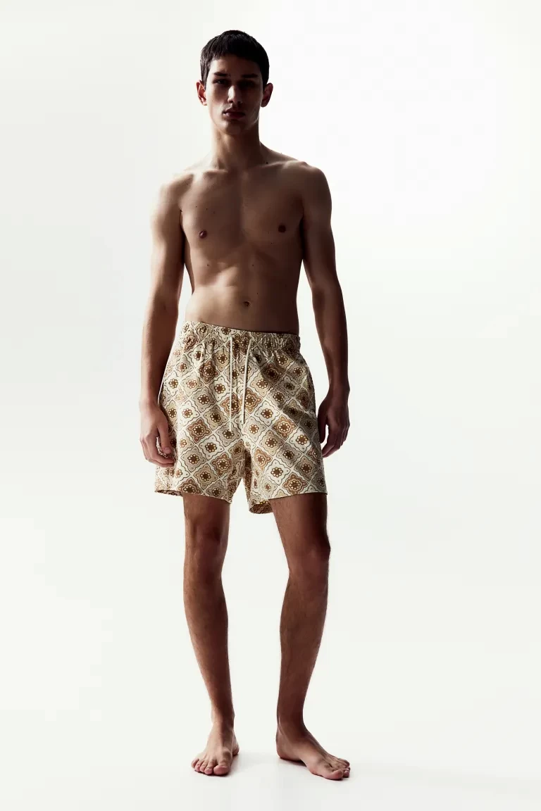 Seersucker Swim Shorts Beige/patterned